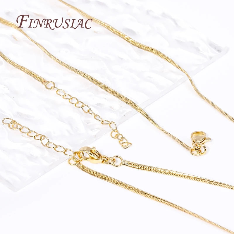 18K Gold Plated Blade Snake Chain Necklace | Brass Unisex Chain Necklace P3