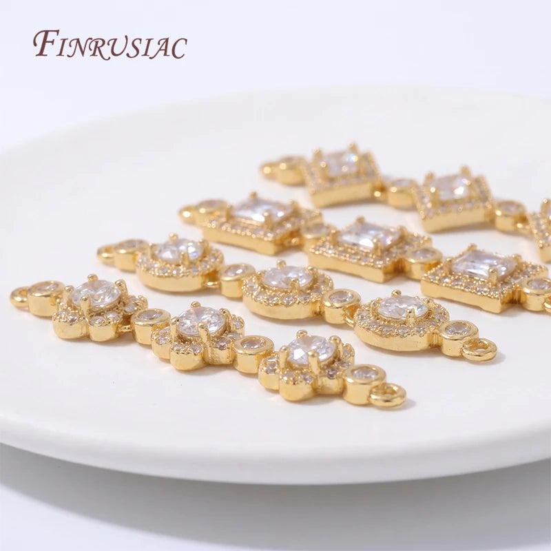 18K Gold Plated Rhombus CZ Connector Links | DIY Jewelry Findings Jewelry Connector Findings P3