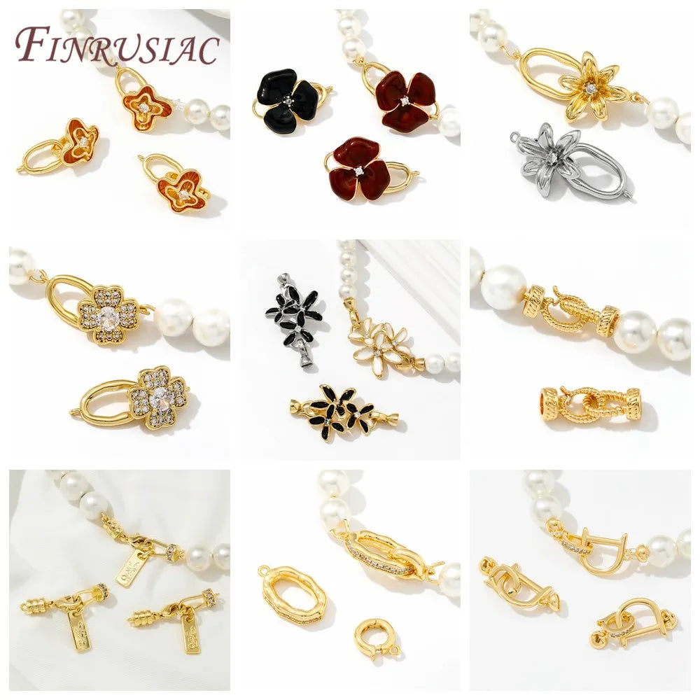 18K Gold Plated Flower Clasp Locks for Bracelets & DIY Jewelry Jewelry Clasp Findings P3