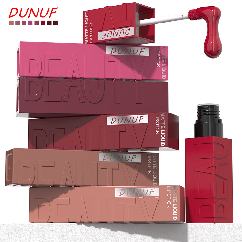 DUNUF Matte Lip Gloss 8pc Set – Waterproof Long-Lasting Lipstick Matte Lipstick Set P3