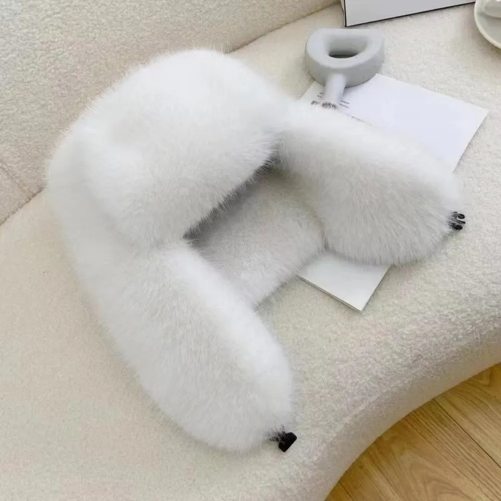 Faux Fur Bomber Hat – Windproof Winter Earflap Cap Unisex Winter Bomber Hat P3