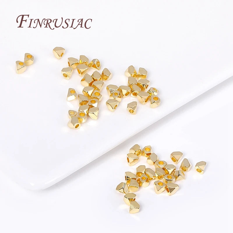 18K Gold Plated Rhombus Spacer Beads 3mm 4mm | Brass DIY Jewelry Spacer Beads P3