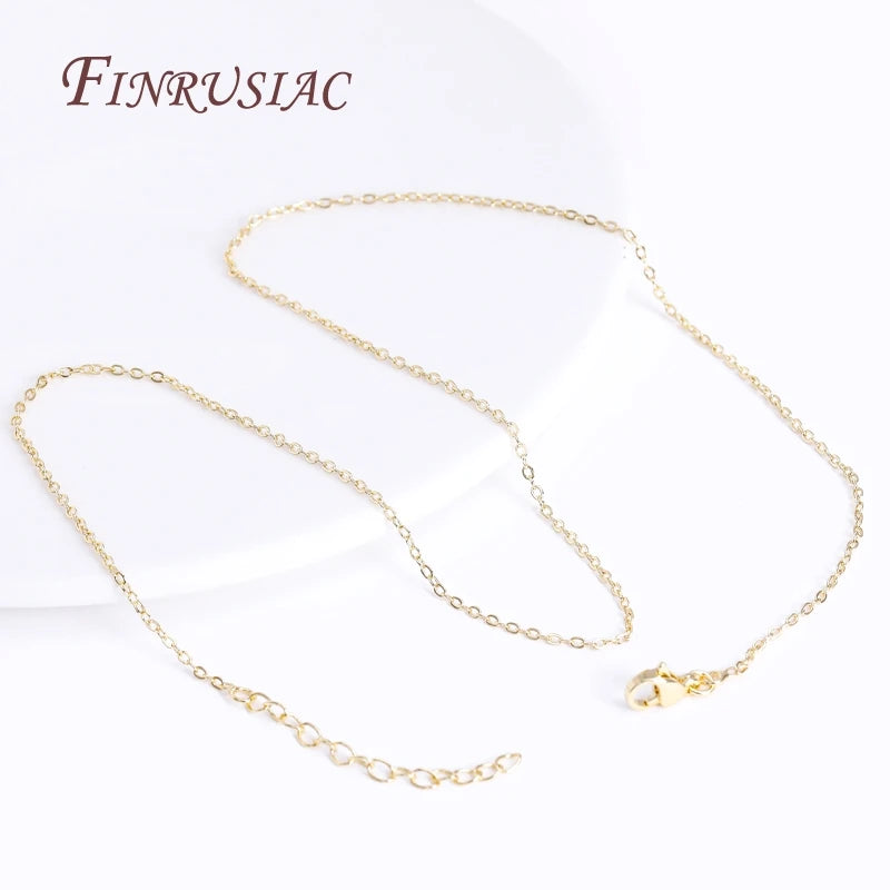 18K Gold Plated Brass Oval Chain Necklace | DIY Jewelry Making Chain Necklace Finding P3