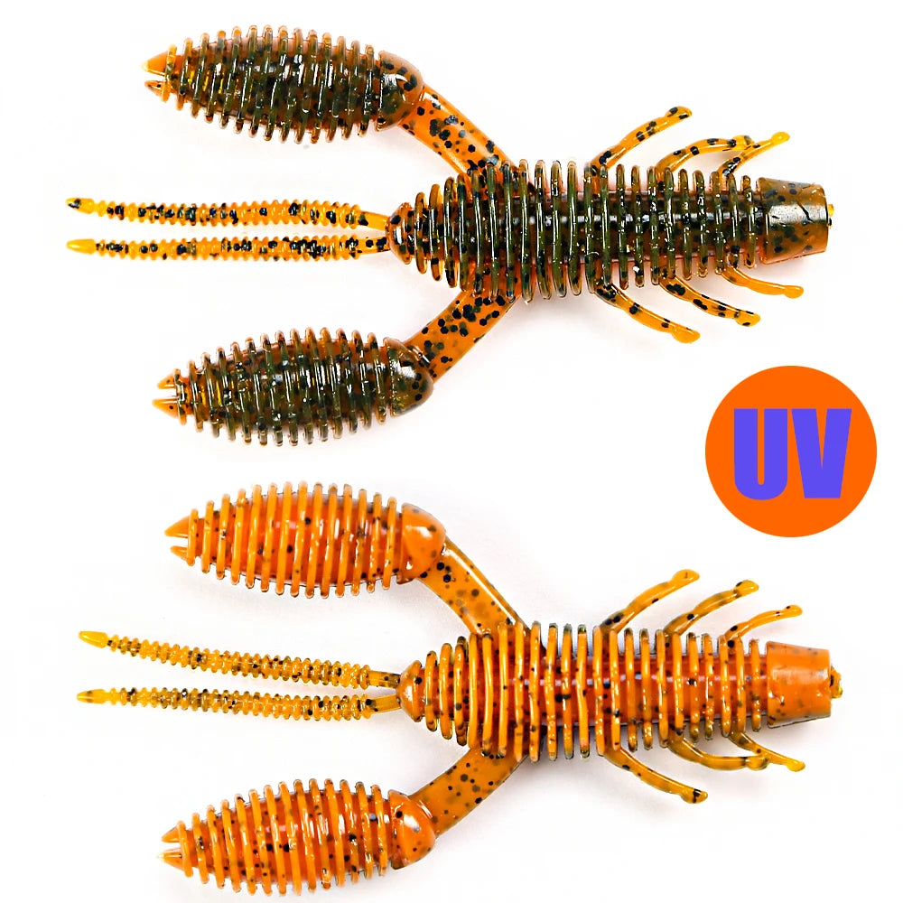 B&U 70mm Soft Crawfish Lure – Bass Pike Perch 4-Pack Soft Plastic Lure P3 BROWN YELLOW 4PCS-70mm-7.6g