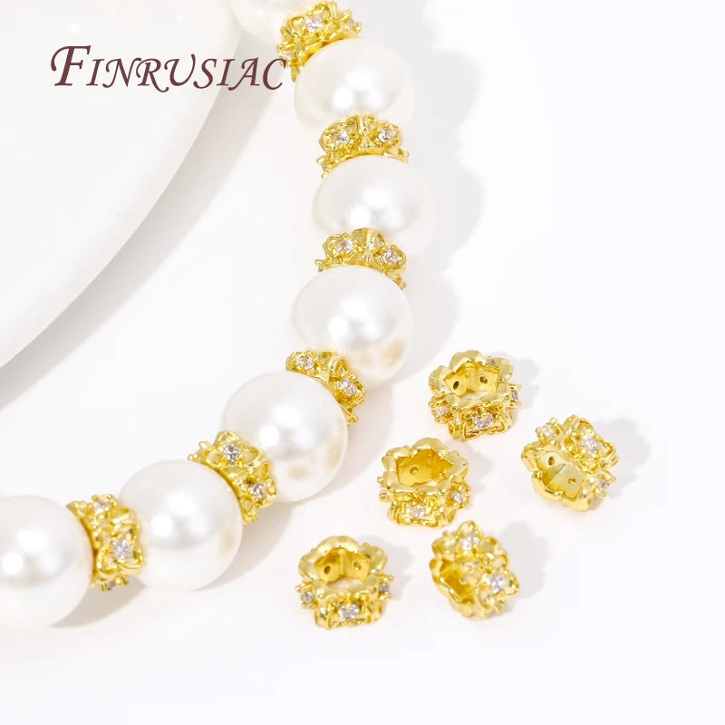 18K Gold Plated Brass Zircon Bead Separators – DIY Jewelry Jewelry Making Beads P3