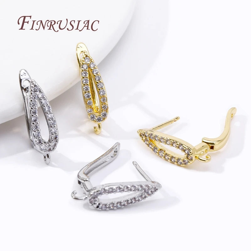 18K Gold Plated Zircon Earring Hook Clasps | DIY Jewelry Findings Earring Hook Findings P3