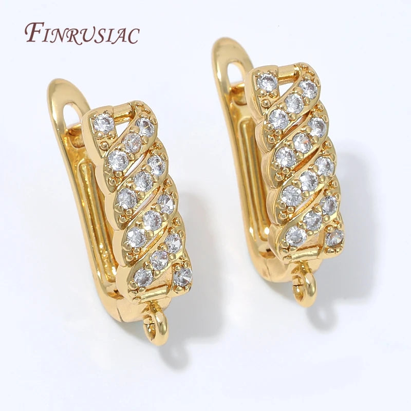 18K Gold Plated CZ Huggie Hoop Earring Clasps | DIY Findings Earring Findings P3