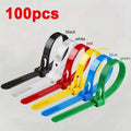 100-Pack Reusable Self-Locking Nylon Cable Ties – Mixed Colors Reusable Cable Ties P3 100pcs colour mixing