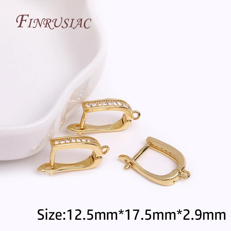 18K Gold Plated Zircon Earring Hook Clasps | DIY Jewelry Findings Earring Hook Findings P3
