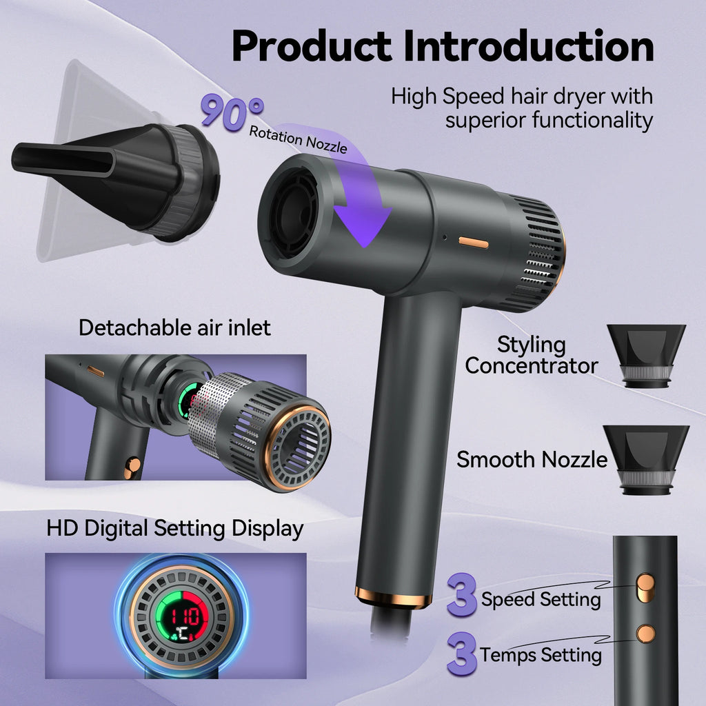 Smart Ionic High-Speed Hair Dryer with LCD – 110,000 RPM Ionic Hair Dryer P3