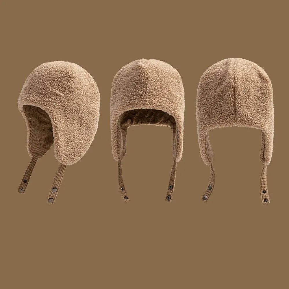 Windproof Winter Ear Flap Hat – Warm Lamb Fleece Bomber Cap Winter Ear Flap Hat P3