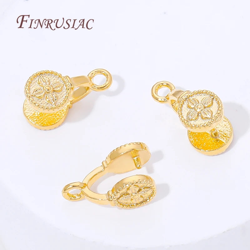 18K Gold Plated Flower Pinch Bails – DIY Jewelry Connectors Jewelry Making Findings P3