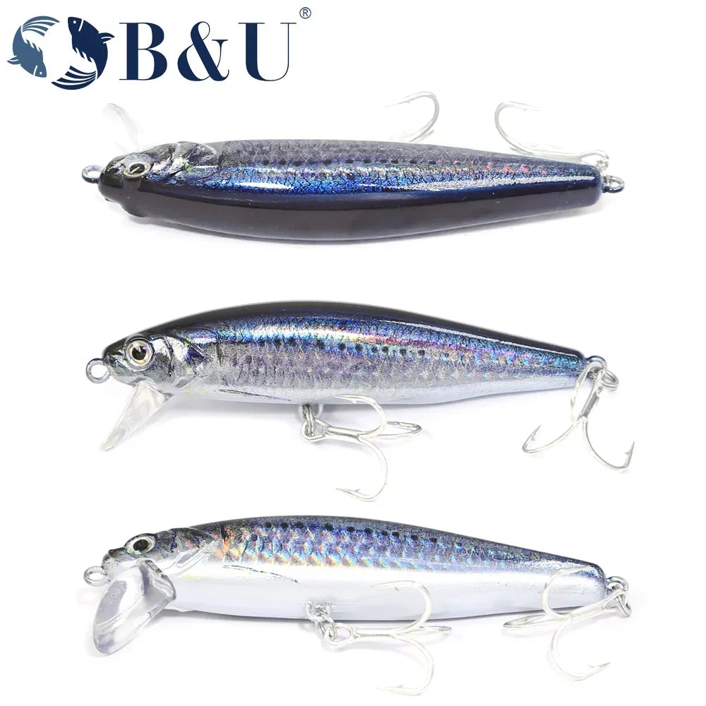 B&U 80mm Sinking Minnow Jerkbait – Saltwater Sea Bass Lure Saltwater Fishing Lure P3