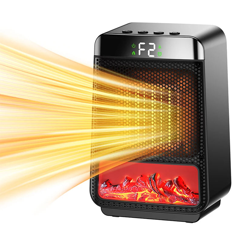 3D Flame Electric Fireplace Heater – PTC Timer Silent | NOCCLILI Electric Fireplace Heater P3 Black