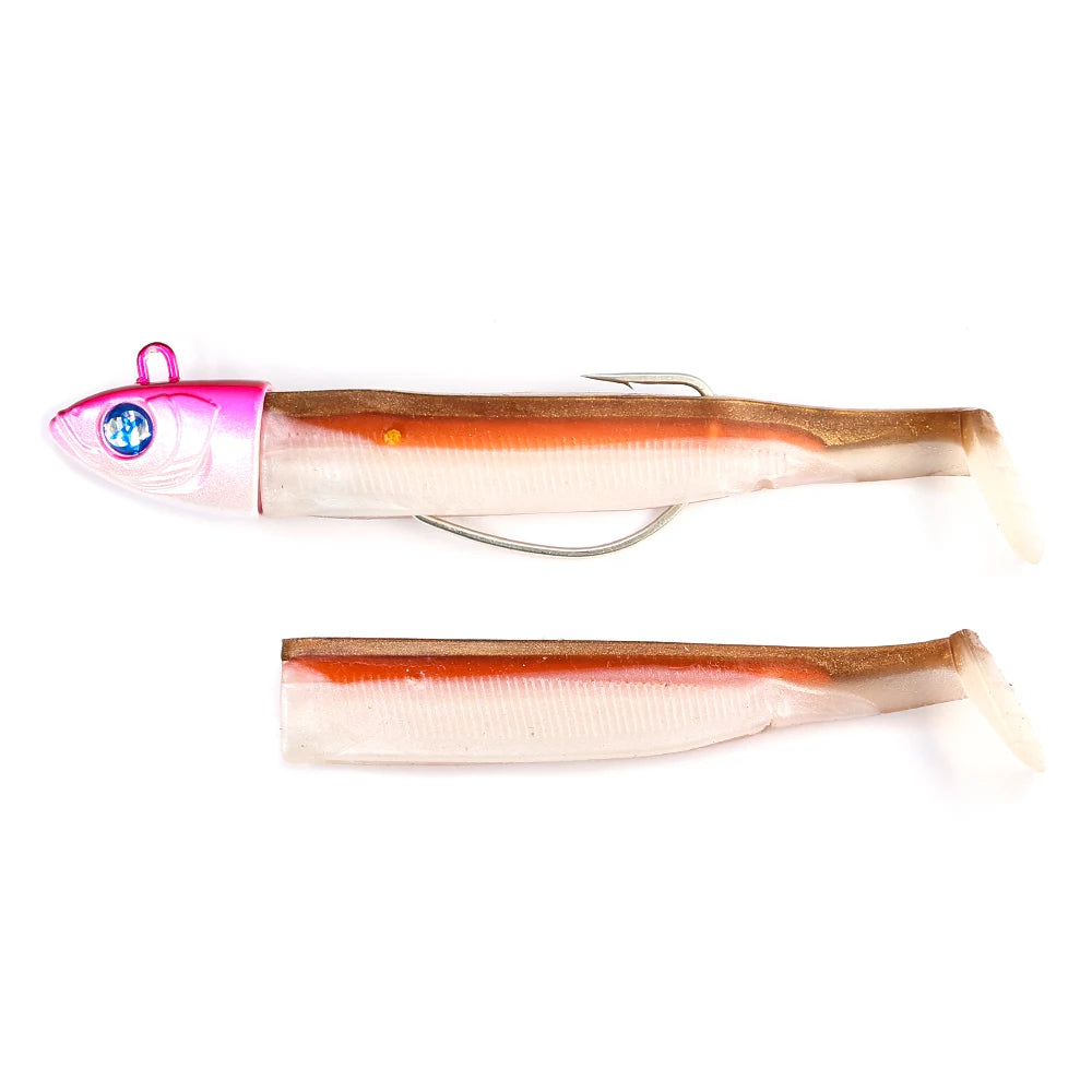 B&U 115mm Soft Minnow Jigging Lure Rattle Combo – Bass Pike Soft Fishing Lure P3 BROWN ORANGE 1pc-115mm-33.4g