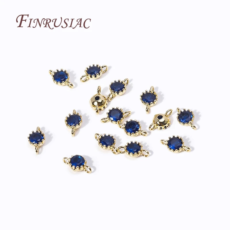 18K Gold Plated Brass Zircon Round Connector Charms – 6 Colors Jewelry Connector Charms P3