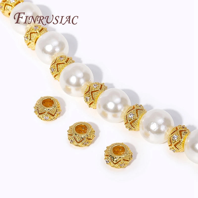 18K Gold Plated Zircon Spacer Beads – DIY Bracelet Jewelry Jewelry Spacer Beads P3