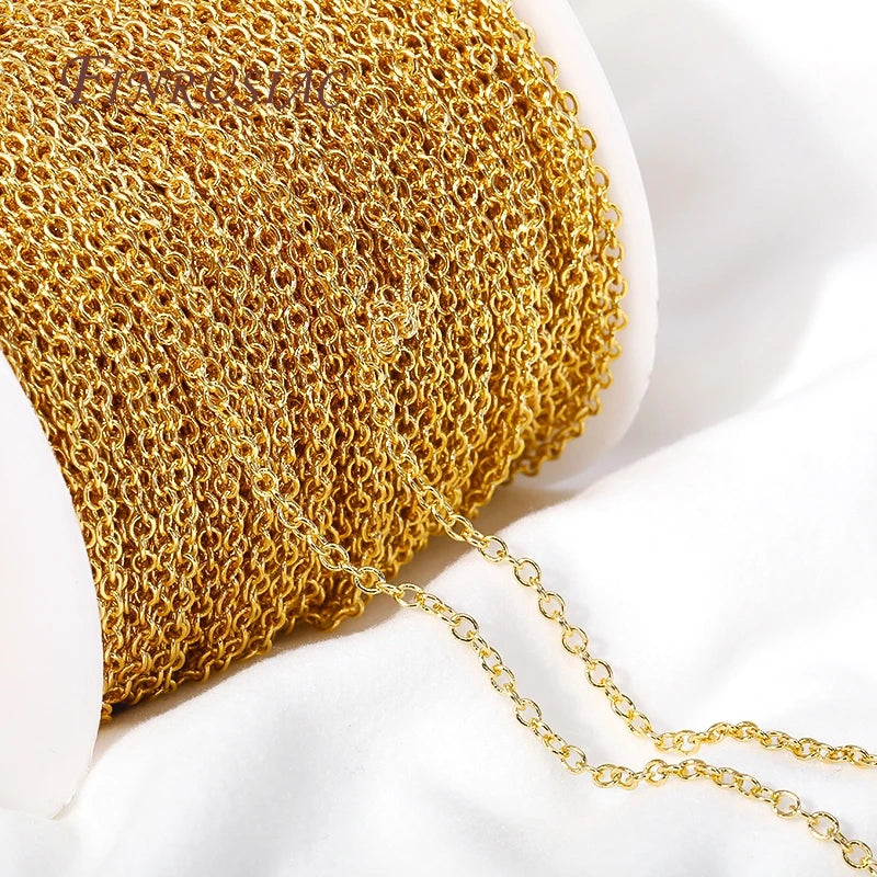 18K Gold Plated 3mm Thin Chain – DIY Necklace & Bracelet Spool Jewelry Chain Findings P3