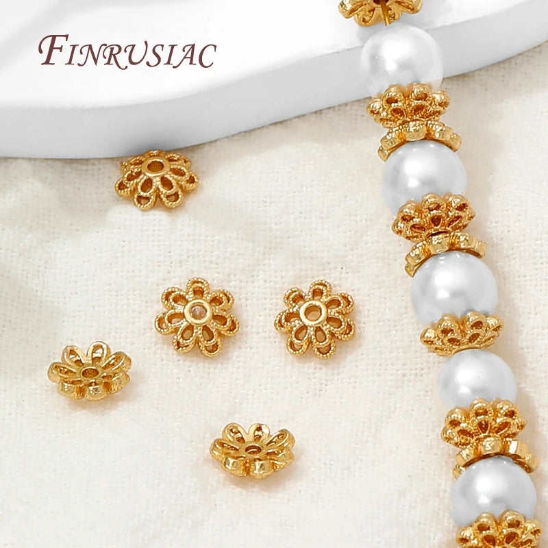 18K Gold Plated Brass Flower Bead Caps 5.5mm | DIY Jewelry Jewelry Bead Caps P3