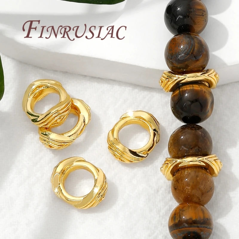 18K Gold Plated Big Hole Spacer Beads 11.5mm DIY Jewelry Gold Spacer Beads P3