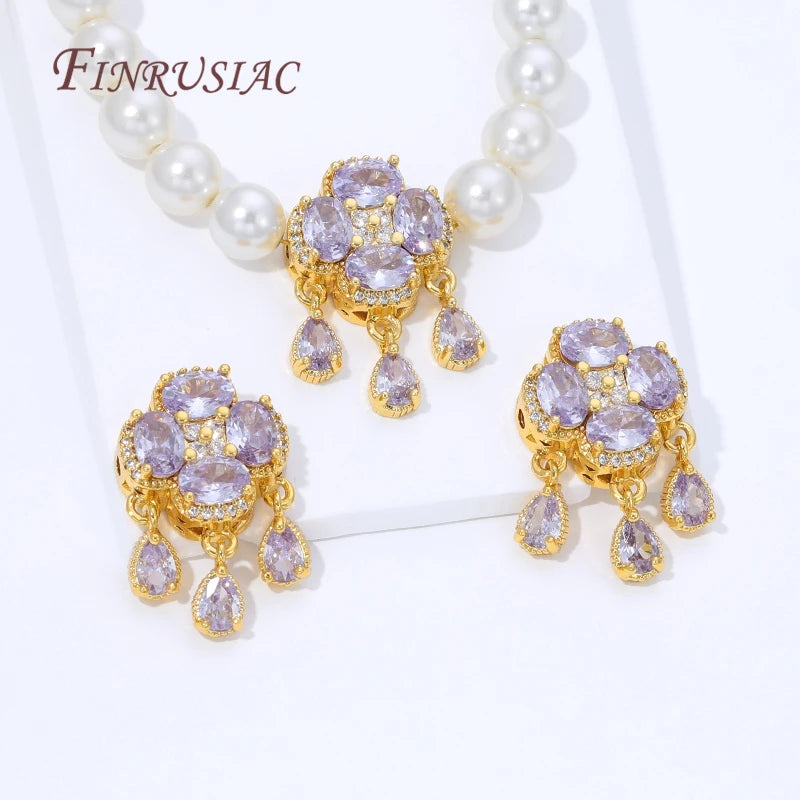 18K Gold Plated Purple Crystal Pendant – DIY Jewelry Making Jewelry Pendant Finding P3