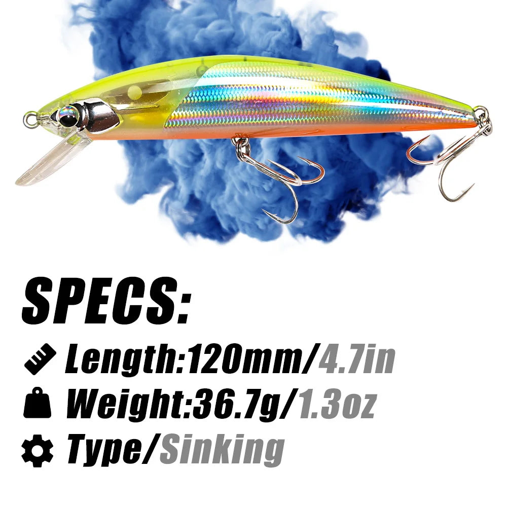 B&U 120mm Sinking Minnow Lure – Pike Bass Trout Crankbait Sinking Minnow Lure P3