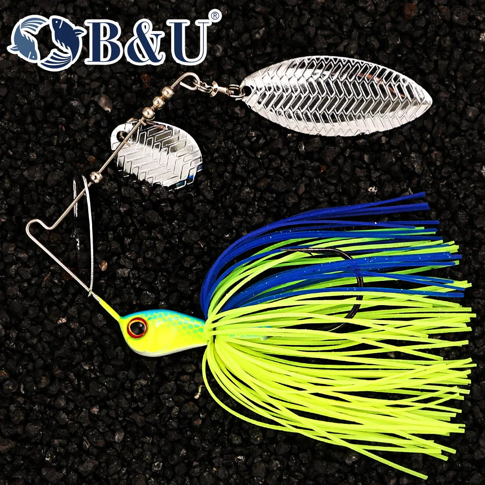 B&U Spinnerbait Metal Blade Lure – Bass Pike Predator Fish Spinnerbait Fishing Lure P3