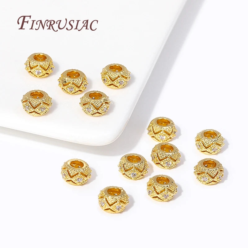 18K Gold Plated Zircon Spacer Beads – DIY Bracelet Jewelry Jewelry Spacer Beads P3