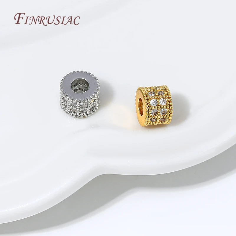 18K Gold Plated Micro Pavé CZ Barrel Spacer Beads | DIY Jewelry CZ Spacer Beads P3