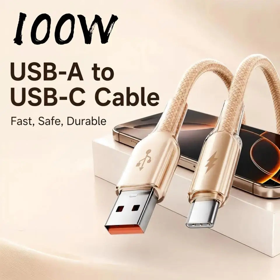 6A 100W USB-A to USB-C Braided Fast Charging Cable 480Mbps USB Charging Cable P3