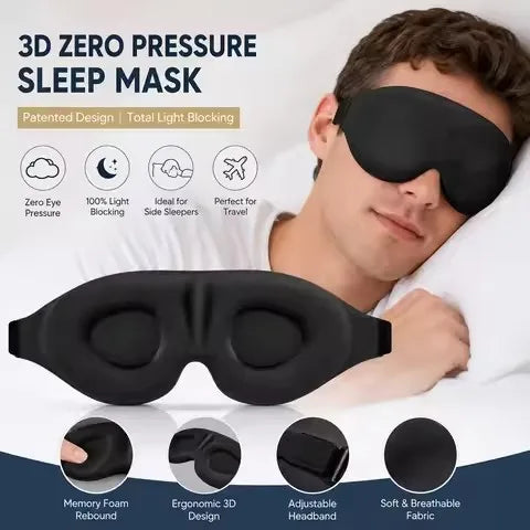 3D Contoured Blackout Sleep Eye Mask – Soft & Breathable Sleep Eye Mask P3