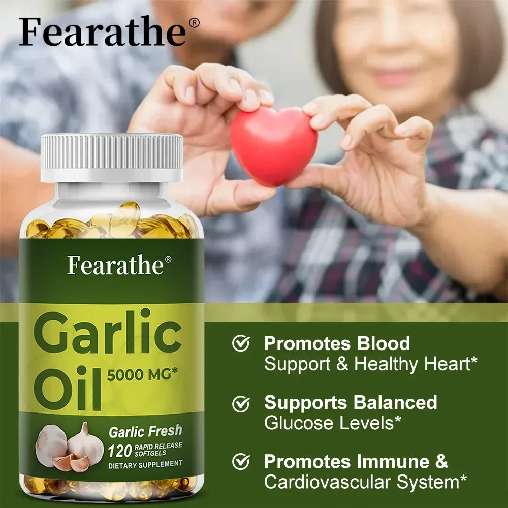 Garlic Oil Softgels 5000mg – Non-GMO Gluten-Free Supplement Herbal Supplement P3