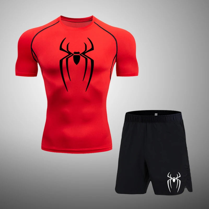 Men's Compression Superhero T-Shirt & Shorts Set – Quick-Dry Gym Men's Activewear Set P3 Sets M