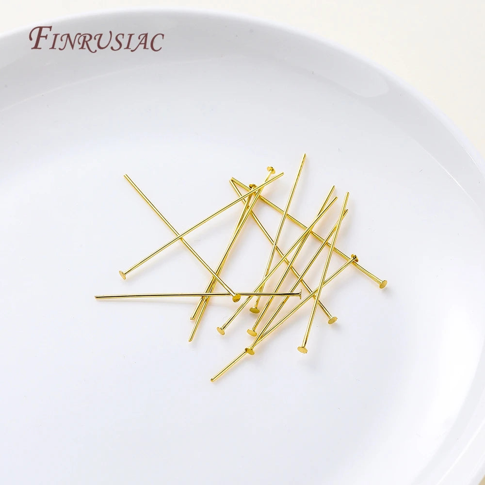 50Pcs 18K Gold Plated Flat Head Pins for DIY Jewelry Making Jewelry Making Pins P3