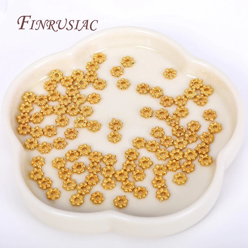 18K Gold Plated Snowflake Bead Caps & Spacers 4/5/6mm – Brass Bead Caps & Spacers P3