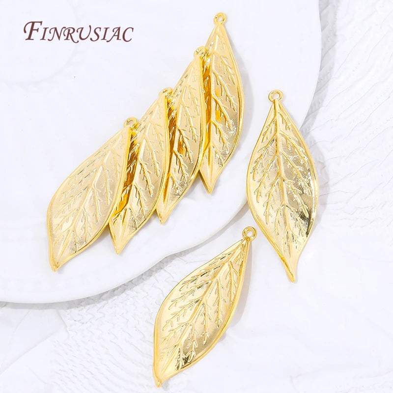 18K Gold Plated Brass Leaf Charm Connectors | DIY Jewelry Jewelry Charm Connectors P3
