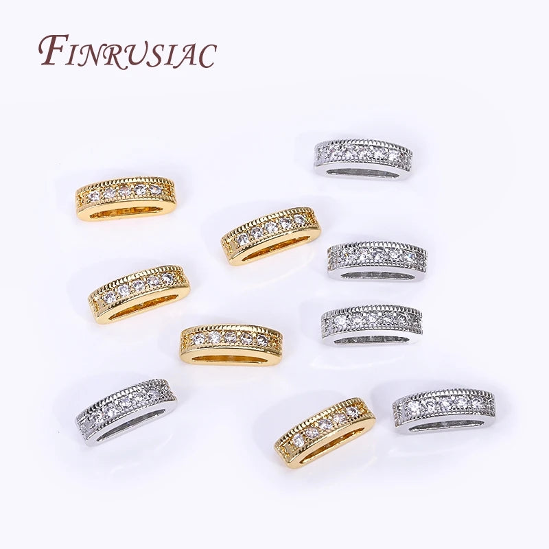 18K Gold Plated Oval Bead Spacers Zircon – 2/3 Hole DIY Bead Spacer Findings P3
