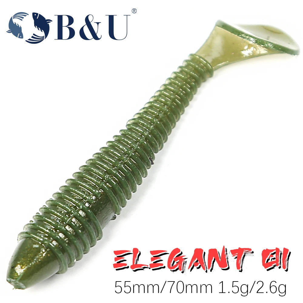 B&U Swing Impact FAT Soft Paddle Tail Bass Lure 55mm/70mm Soft Paddle Tail Lure P3