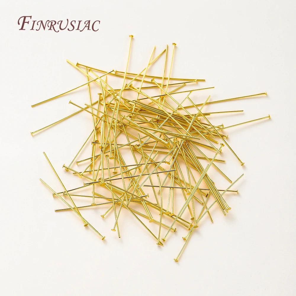 50Pcs 18K Gold Plated Flat Head Pins for DIY Jewelry Making Jewelry Making Pins P3