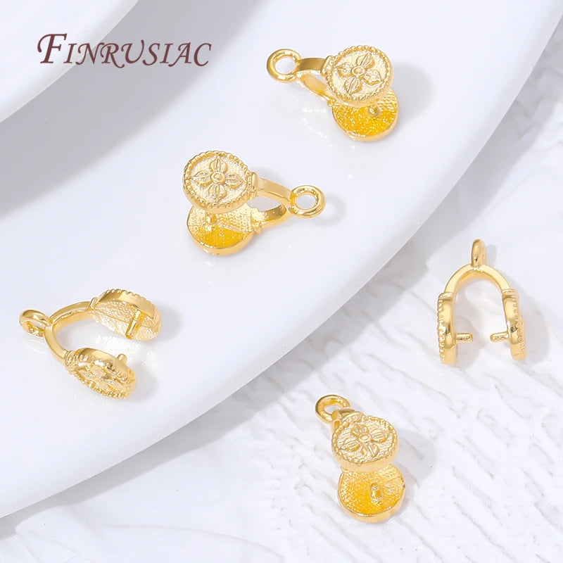 18K Gold Plated Flower Pinch Bails – DIY Jewelry Connectors Jewelry Making Findings P3