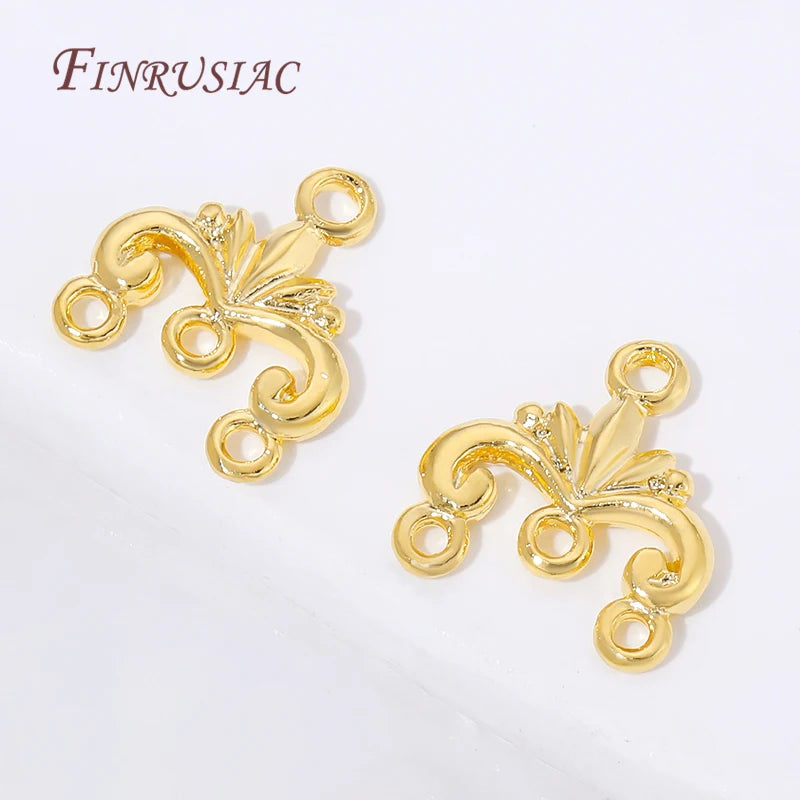 18K Gold Plated Baroque Floral Multi-Loop Connector Links DIY Jewelry Connector Links P3