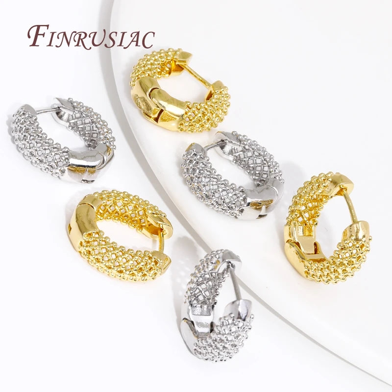 18K Gold Plated Zircon Geometric Hoop Earrings for Women Hoop Earrings P3