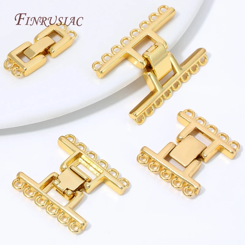 18K Gold Plated Multi-Strand Rectangle Bracelet Clasp DIY Jewelry Clasp Connector P3