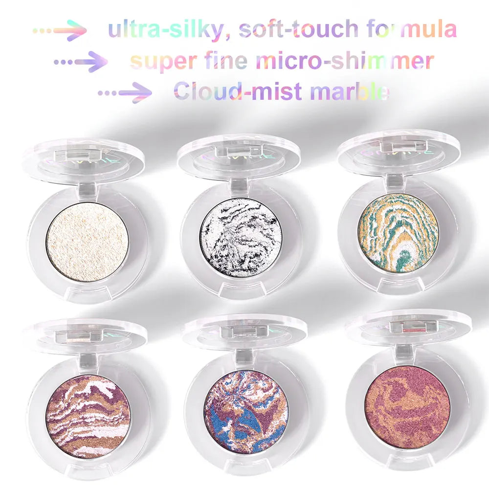 DUNUF Marbled Baked Highlighter Palette – Shimmer Contour Powder Highlighter Palette P3