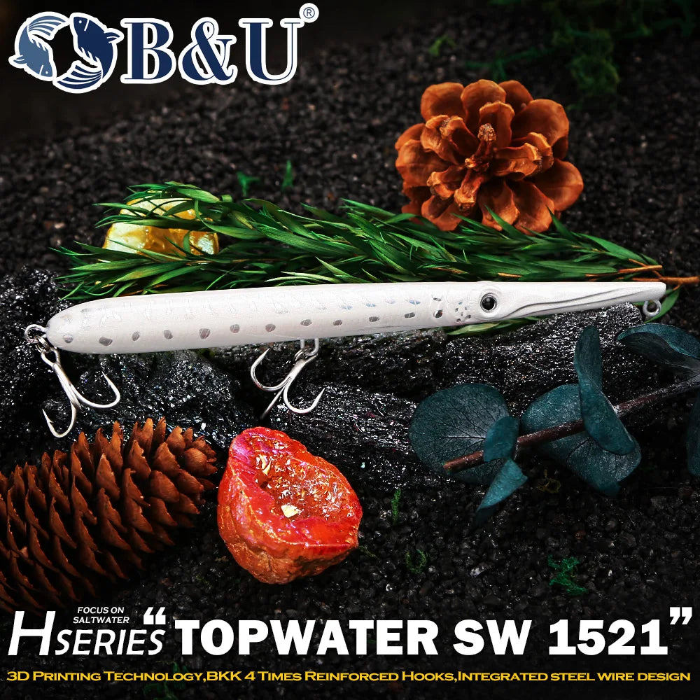 B&U Saltwater Topwater Pencil Lure | GT Tuna Hard Floating Lure Topwater Fishing Lure P3