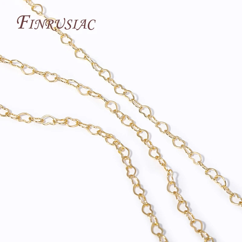 18K Gold Plated Heart Link Chain – DIY Bracelet & Necklace Jewelry Making Chain P3
