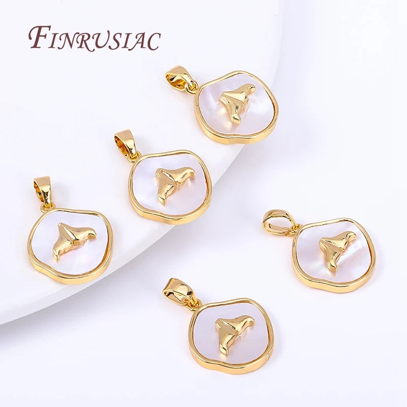 Natural Shell Fishtail Gold-Plated Pendant Charm – DIY Jewelry Pendant Charm P3