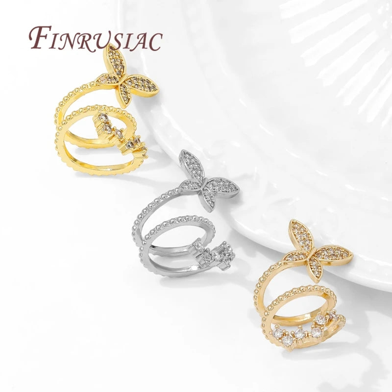 18K Gold Plated Butterfly Brass Zircon Spacer Beads | DIY Jewelry Jewelry Spacer Beads P3