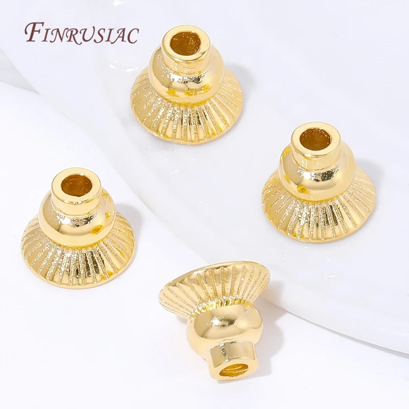 18K Gold Plated Bell Tassel End Caps | Brass Bead Findings Jewelry Bead Cap Findings P3