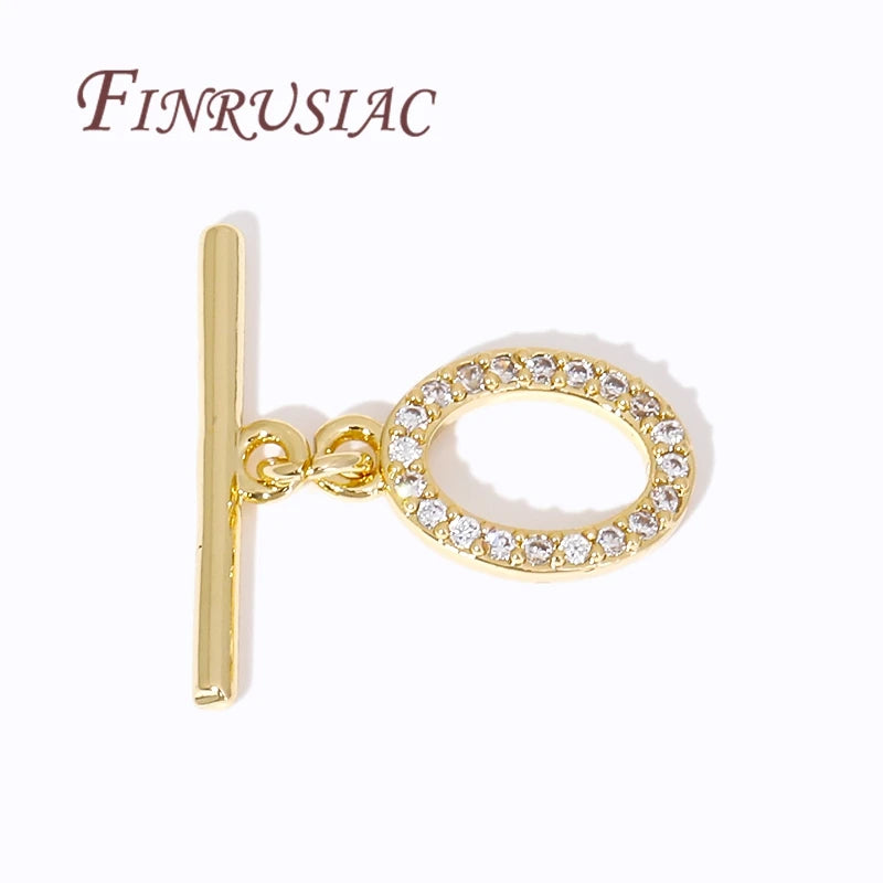 18K Gold Plated CZ Toggle Clasp | OT Ring Bar Jewelry Connector Jewelry Toggle Clasp P3